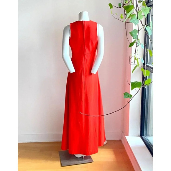 Vintage NuMode Orange Red Sleveless Empure Waist Maxi Dress S - Picture 5 of 6